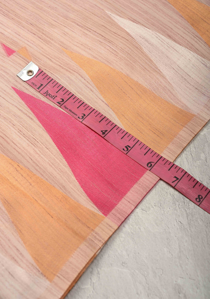 Beige Kanchi Semi Silk Saree with Meenakari  Buttas and Multicolor Temple Border