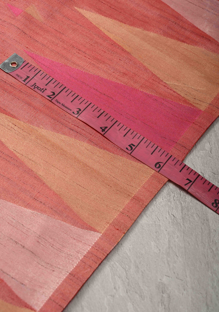 Rose Pink Kanchi Semi Silk Saree with Meenakari  Buttas and Multicolor Temple Border