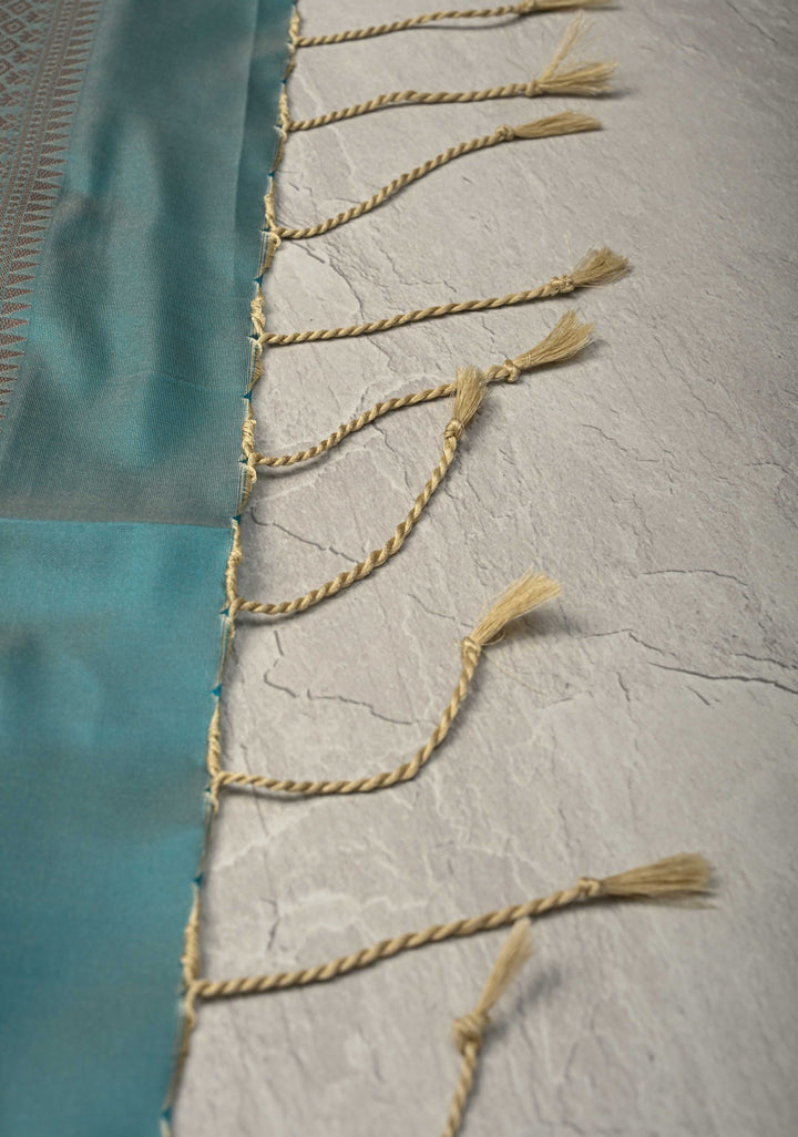 Mulberry Kanchi Semi Silk Saree with  Meenakari Zari Buttas and Border less