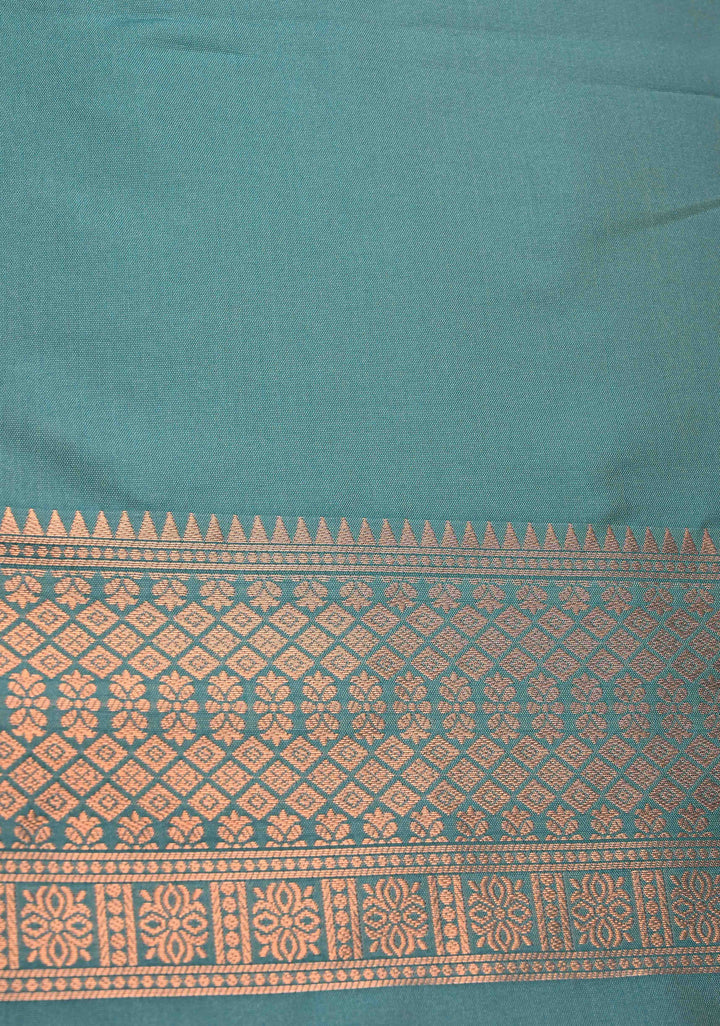 Mulberry Kanchi Semi Silk Saree with  Meenakari Zari Buttas and Border less
