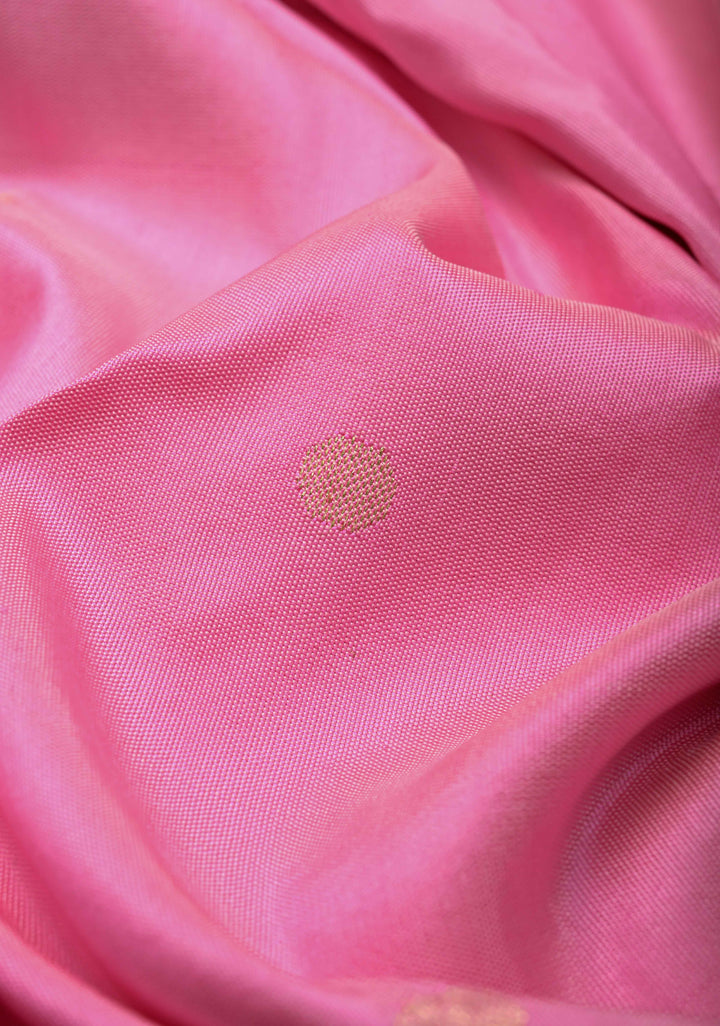 Authentic Bubblegum Pink Yeola Paithani Handloom Silk Saree with Single Muniya Borders and African Parrot  Grand Pallu | SILK MARK CERTIFIED