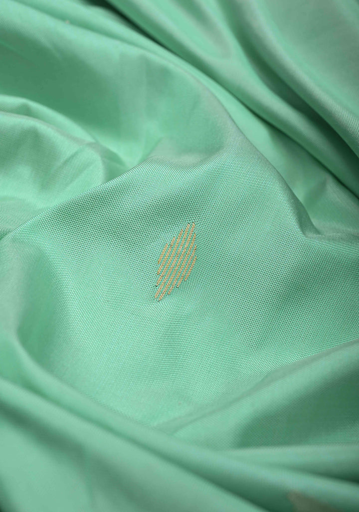 Authentic Mint Green Yeola Paithani Handloom Silk Saree with Single Muniya Borders and African Parrot Motifs on Pallu | SILK MARK CERTIFIED