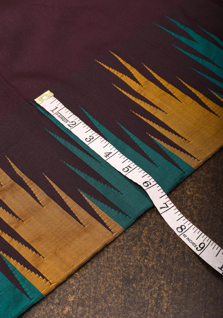 Brown Art Silk Saree with Two Color Temple Border