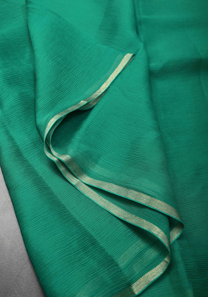 Bollywood style ombre pure chiffon Saree in Shades of green, No Blouse Piece