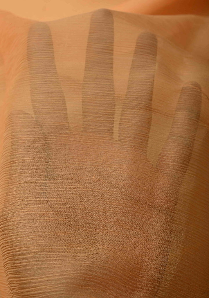 Bollywood style ombre pure chiffon Saree in Shades of orange, No Blouse Piece