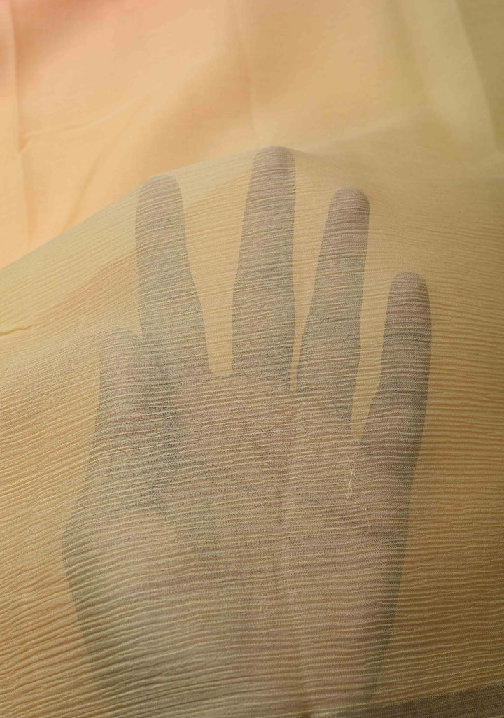 Bollywood style ombre pure chiffon Saree in Shades of orange, No Blouse Piece