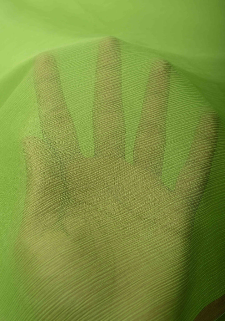 Bollywood style ombre pure chiffon Saree in shades of green, No Blouse Piece