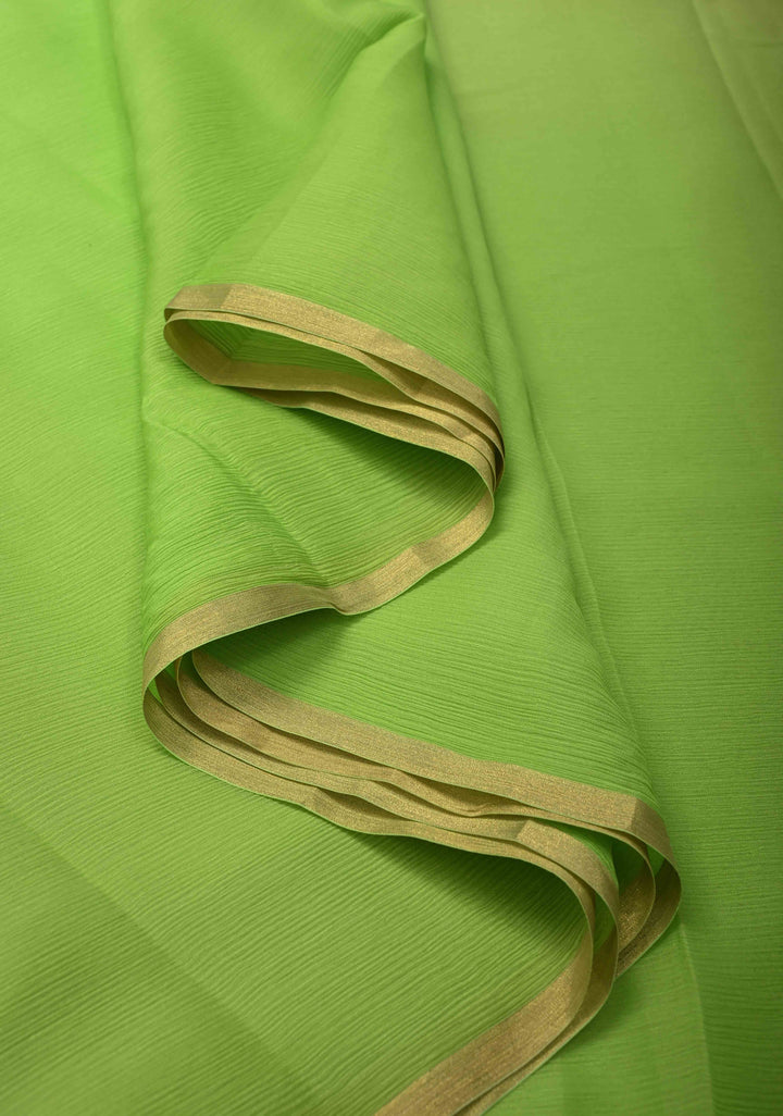 Bollywood style ombre pure chiffon Saree in shades of green, No Blouse Piece