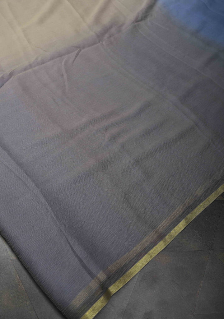 Multicolor Bollywood style ombré pure chiffon saree , No Blouse Piece