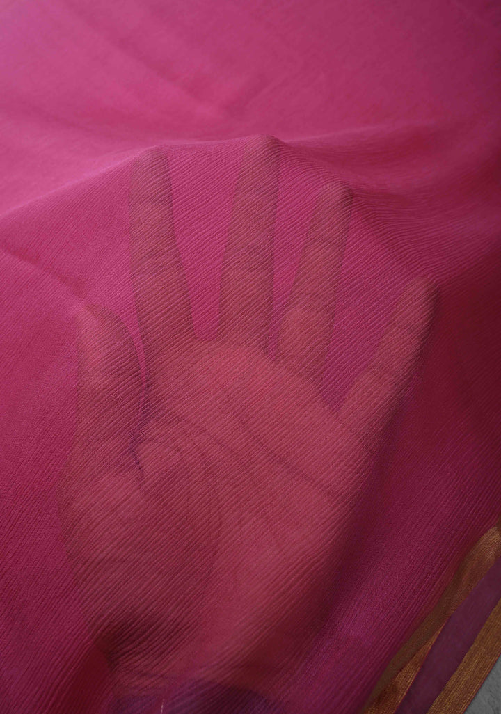 Bollywood style ombre pure chiffon Saree in Coral and Blush Pink, No Blouse Piece