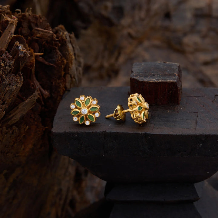 Pure 92.5 Silver, Gold Plated Deep Patra Studs