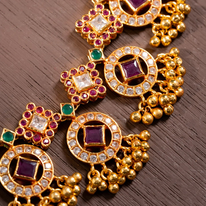 Stunning 92.5 Silver, Gold Plated Prerna Phool Short Necklace