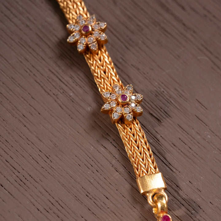 Stunning 92.5 Silver, Gold Plated Prerna Phool Short Necklace