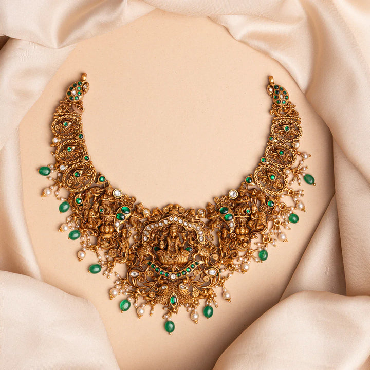 Pure 92.5 Silver, Gold Plated Devi Vaibhavam Short Necklace