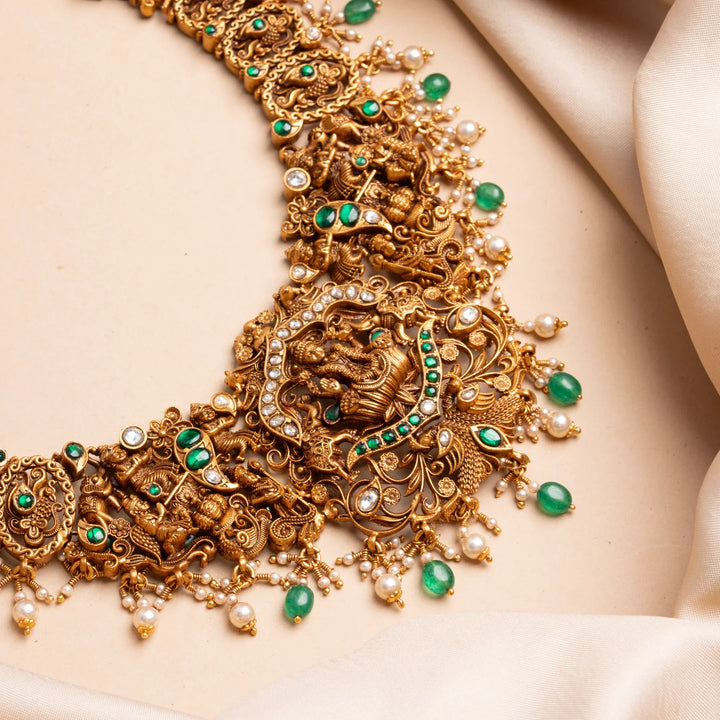 Pure 92.5 Silver, Gold Plated Devi Vaibhavam Short Necklace