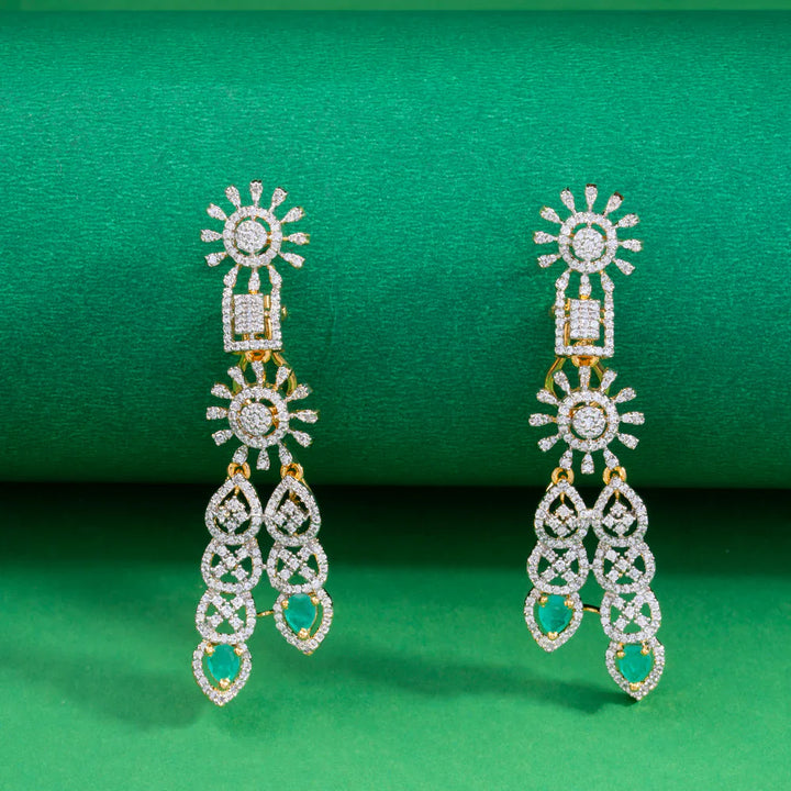 92.5 Silver, 22kt Gold Plated CZ Bloom Tear Short Necklace Set