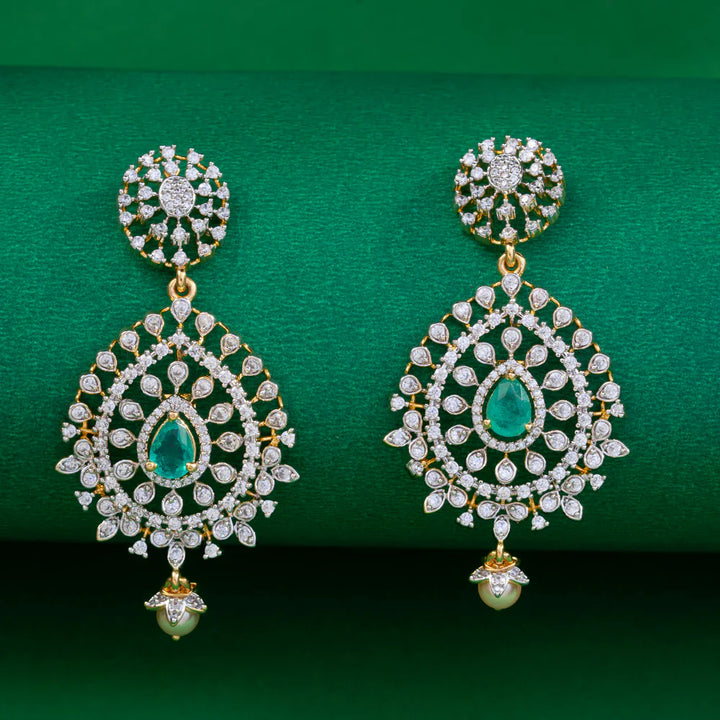 92.5 Silver, Gold Plated CZ stones and a stunning pop-up Emerald centre Surya Chakra Choker Set