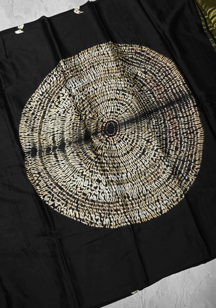 Black Modal Silk Saree with Mandala Design