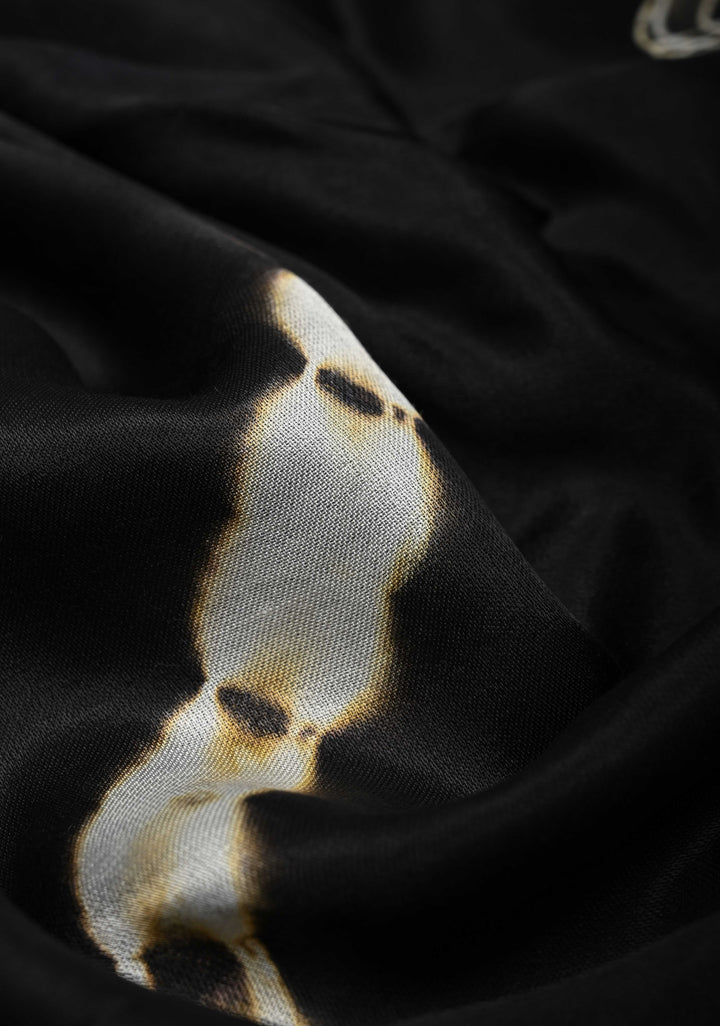 Black Modal Silk Saree with Mandala Design