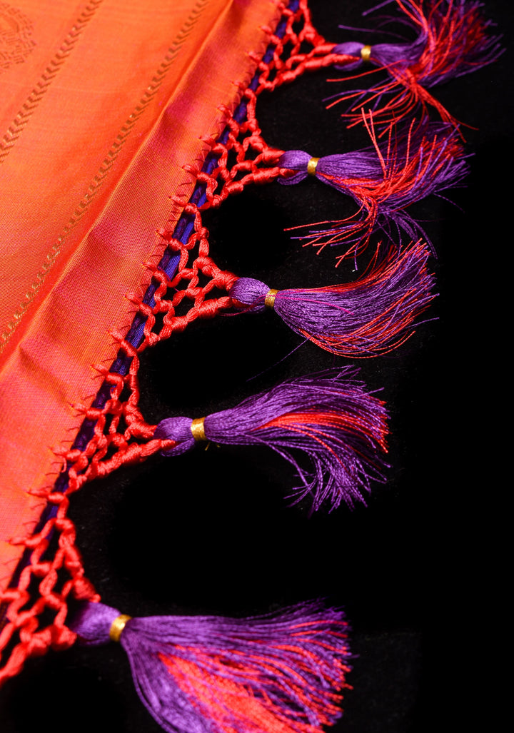Purple  Gadwal Silk saree with 2 side Persian arch Zari Borders | SILK MARK CERTIFIED