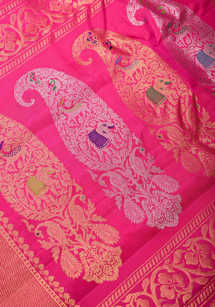 Orange Dual Tone Gadwal Pure Silk Saree with Brocade and Contrast Border| SILK MARK CERTIFIED