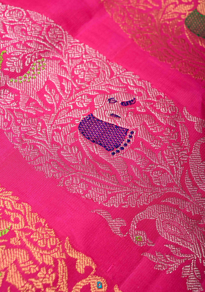 Orange Dual Tone Gadwal Pure Silk Saree with Brocade and Contrast Border| SILK MARK CERTIFIED