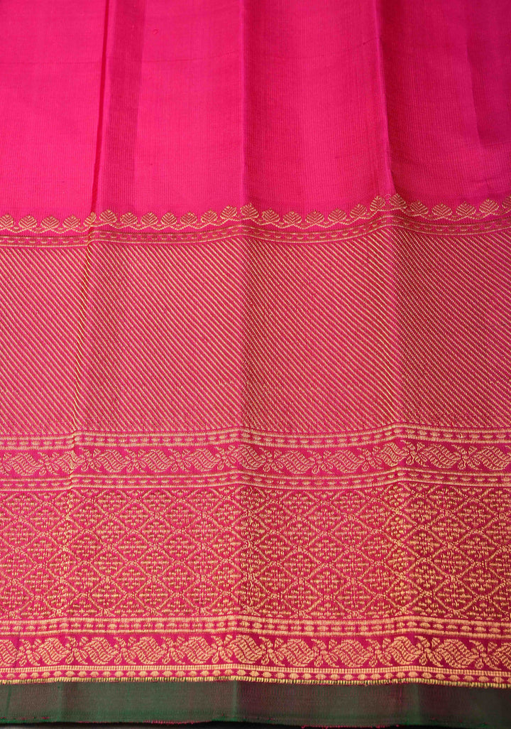 Orange Dual Tone Gadwal Pure Silk Saree with Brocade and Contrast Border| SILK MARK CERTIFIED