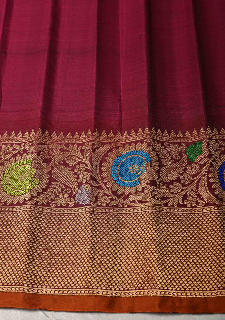 Hunter Green Pure Gadwal Silk Saree with Brocade and Meenakari Border | SILK MARK CERTIFIED