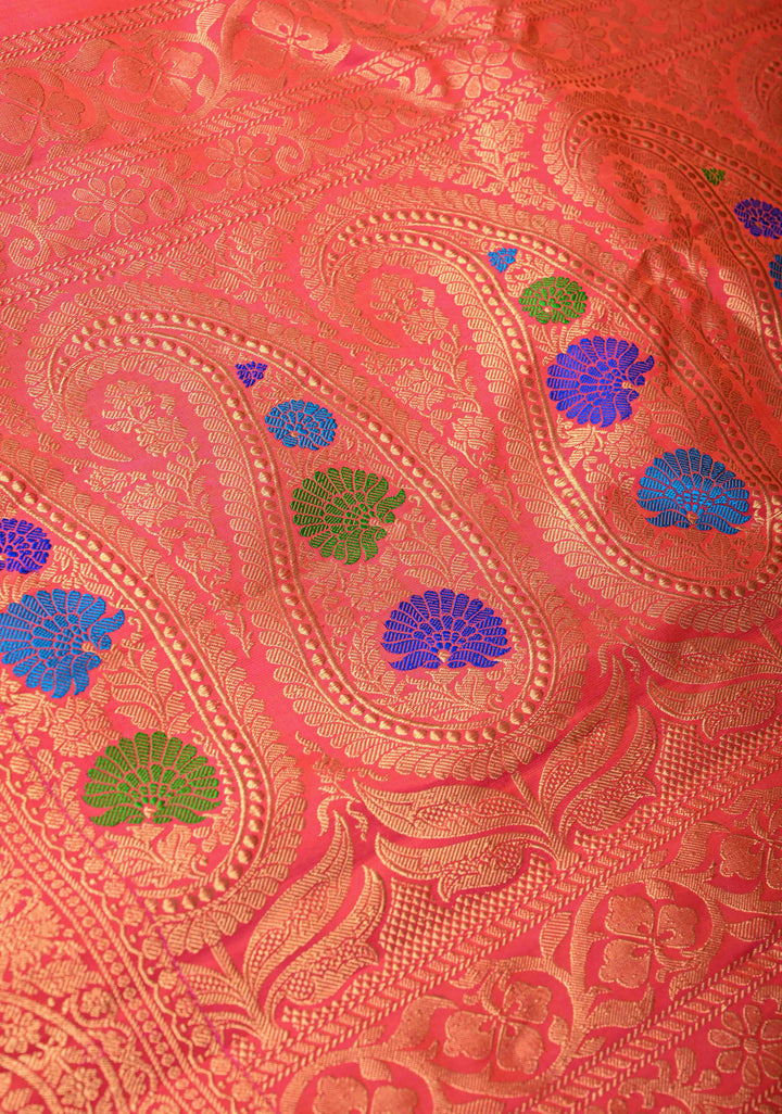 Purple Dual-Tone Gadwal Silk Saree with Gold-Silver Motifs and Contrast Zari Border | SILK MARK CERTIFIED