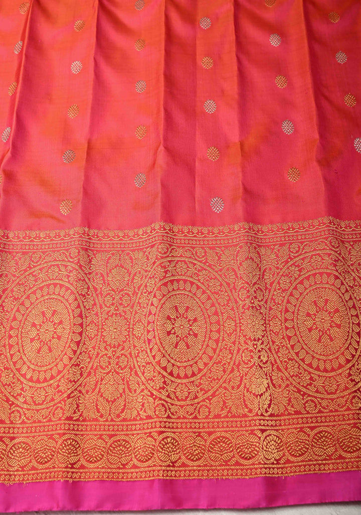 Purple Dual-Tone Gadwal Silk Saree with Gold-Silver Motifs and Contrast Zari Border | SILK MARK CERTIFIED