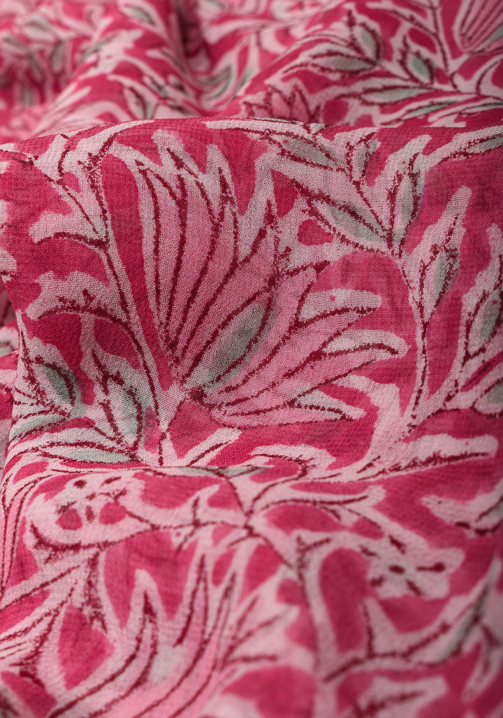 Pink Georgette Saree with Sanganeri Hand Block Print