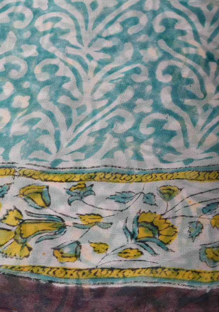 Plum Georgette Saree with Sanganeri Hand Block Print