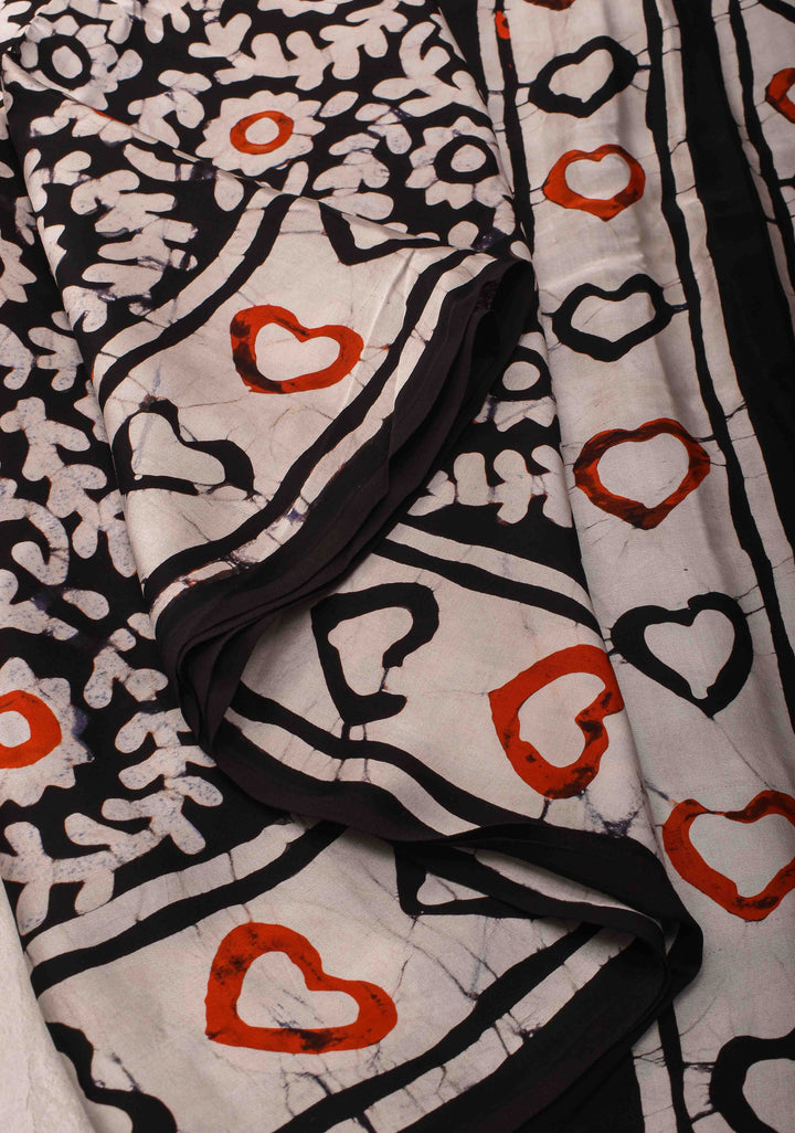 Natural Batik Hand Print on Modal Silk Saree