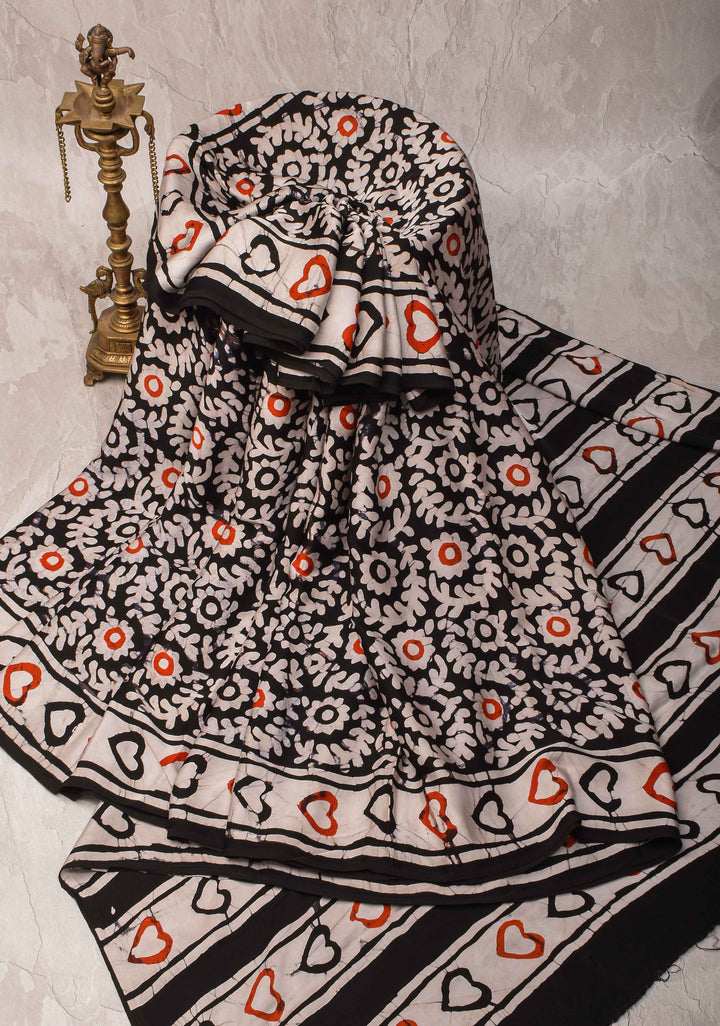 Natural Batik Hand Print on Modal Silk Saree