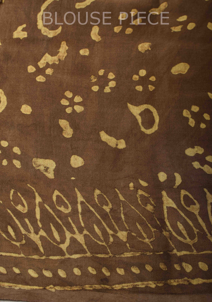 Ochre Vanaspati Hand Block Print on Modal Silk Saree