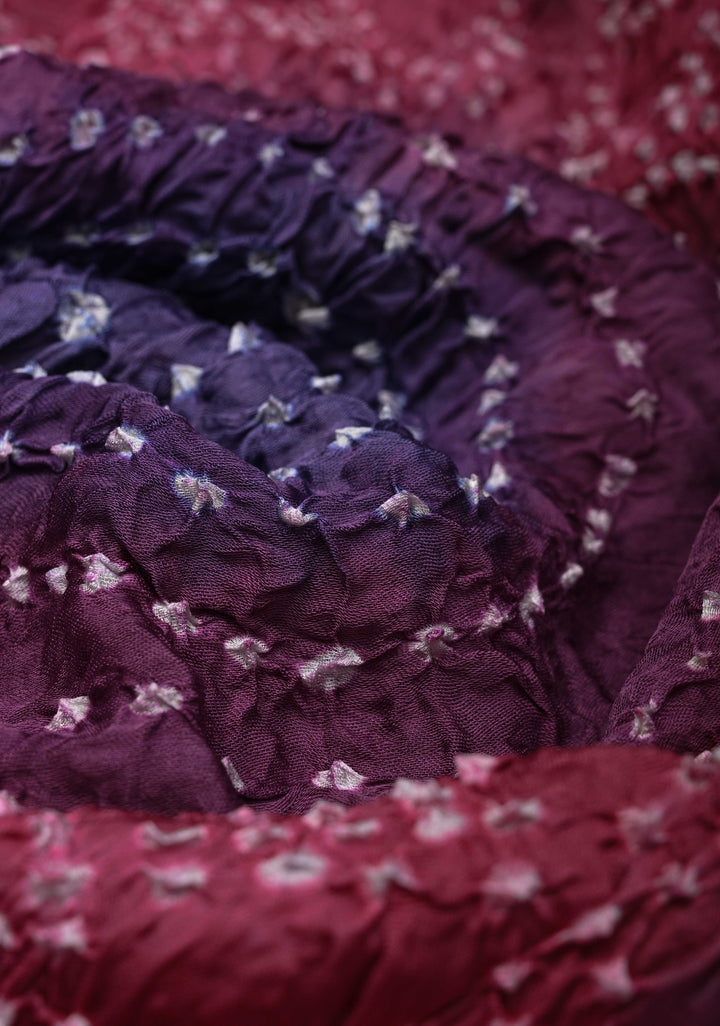 Pink Hand Dye with bandhni design on Modal Silk Saree with crushed Pallu