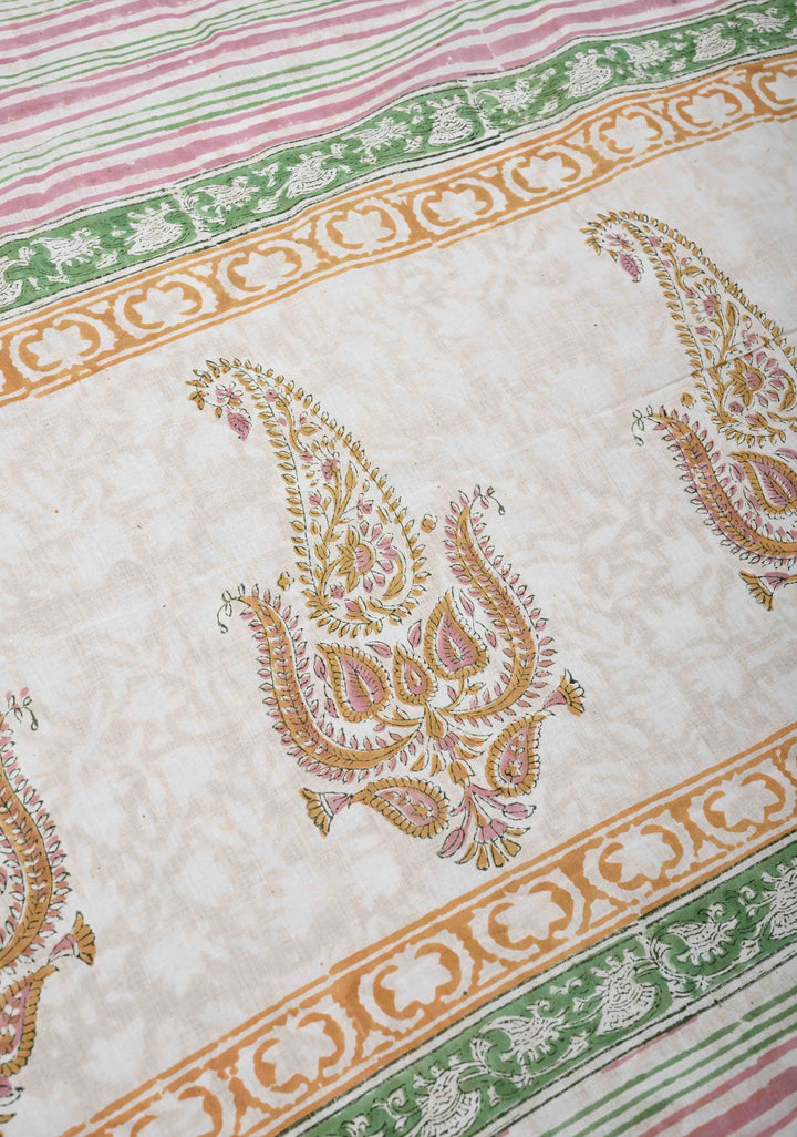 Pink Chanderi Cotton Silk Saree with Sanganeri Floral Hand Block Print