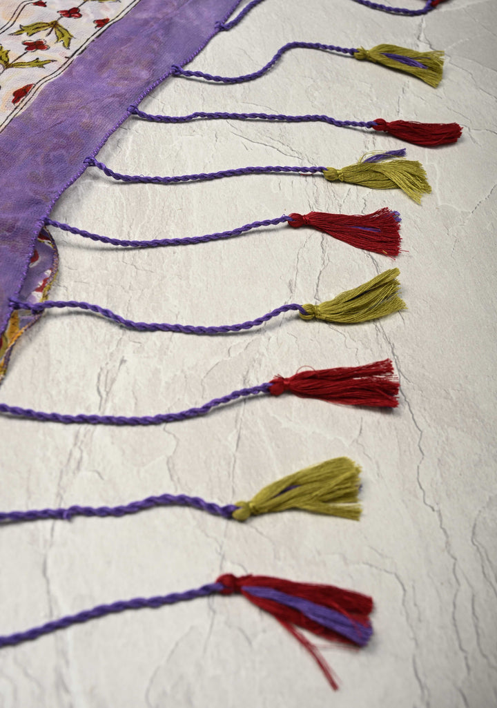 Lavender Georgette Saree with Sanganeri Hand Block Print