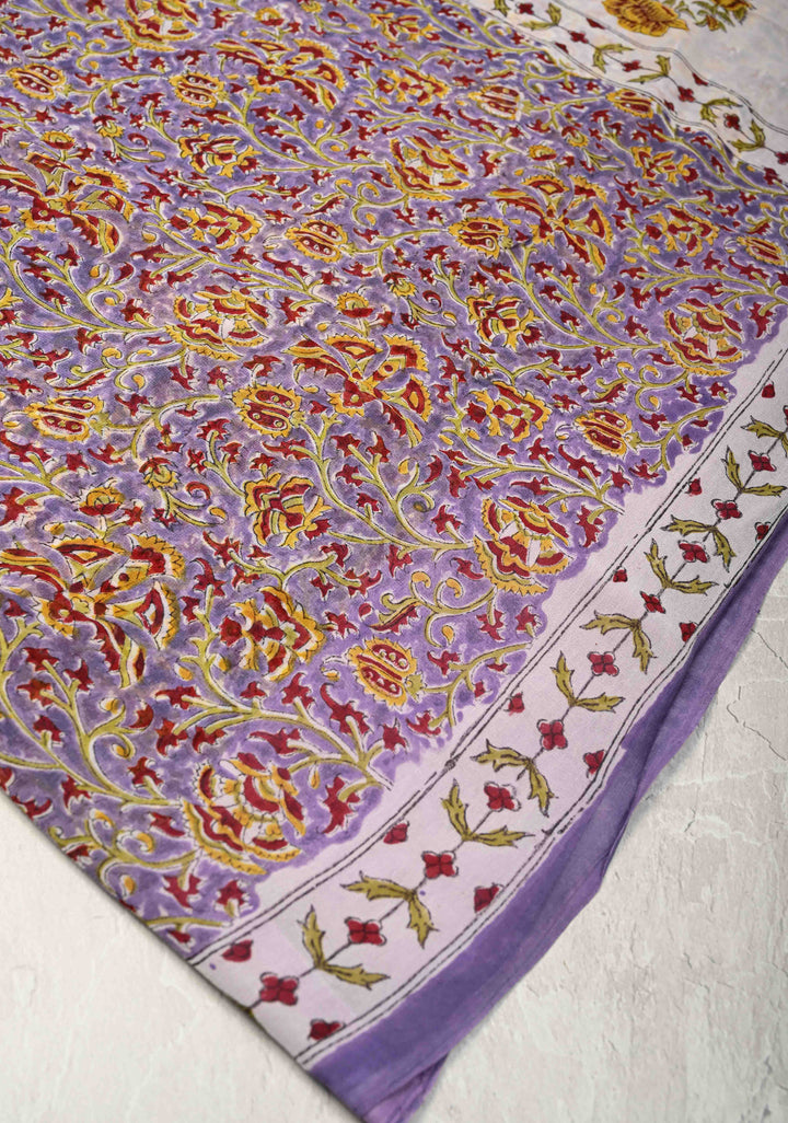 Lavender Georgette Saree with Sanganeri Hand Block Print