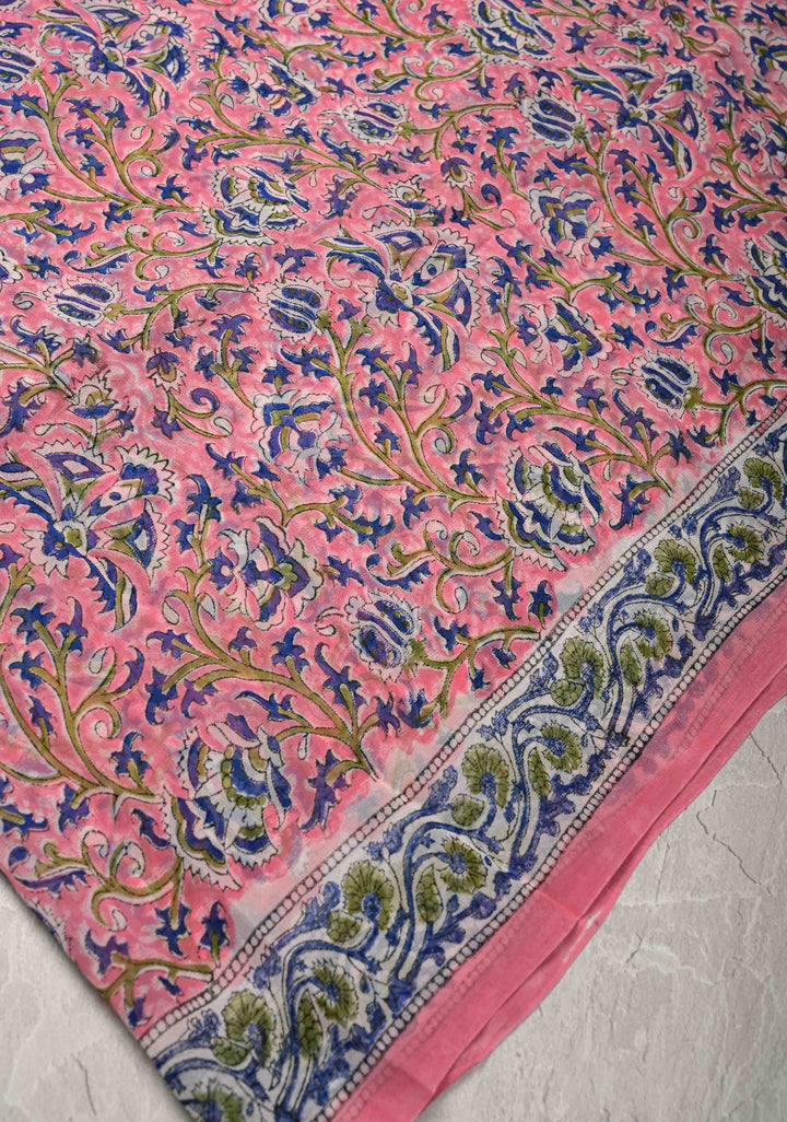 Light Pink Georgette Saree with Sanganeri Hand Block Print