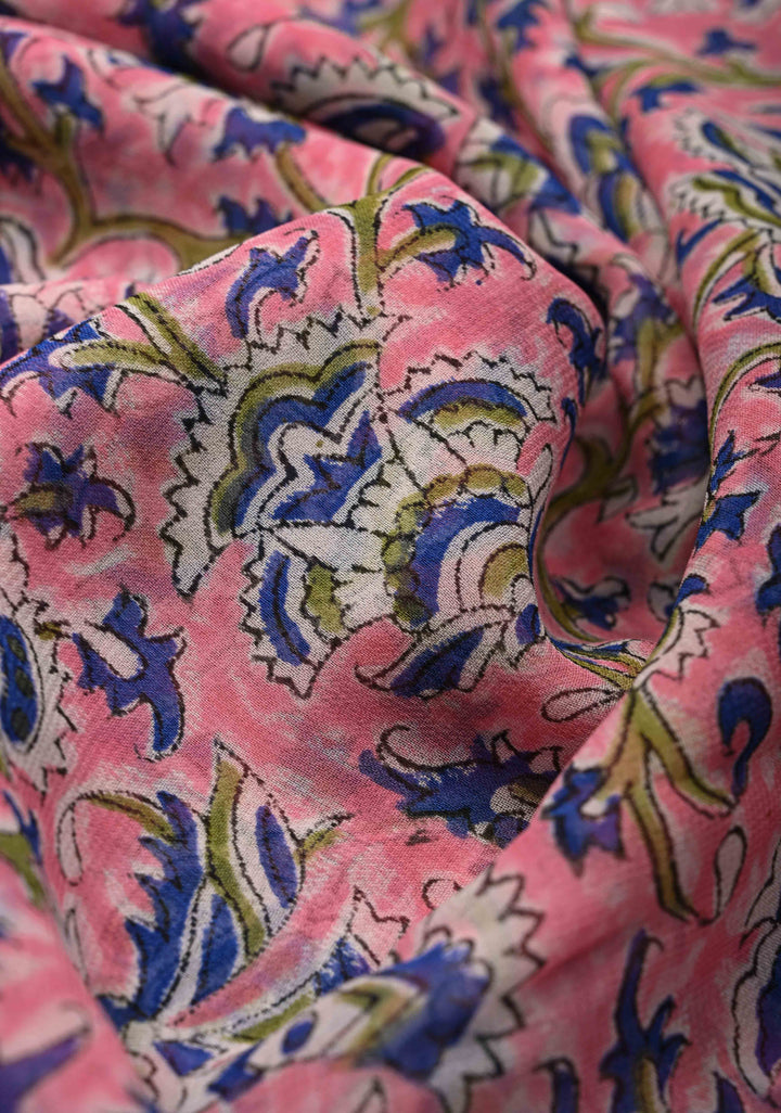 Light Pink Georgette Saree with Sanganeri Hand Block Print