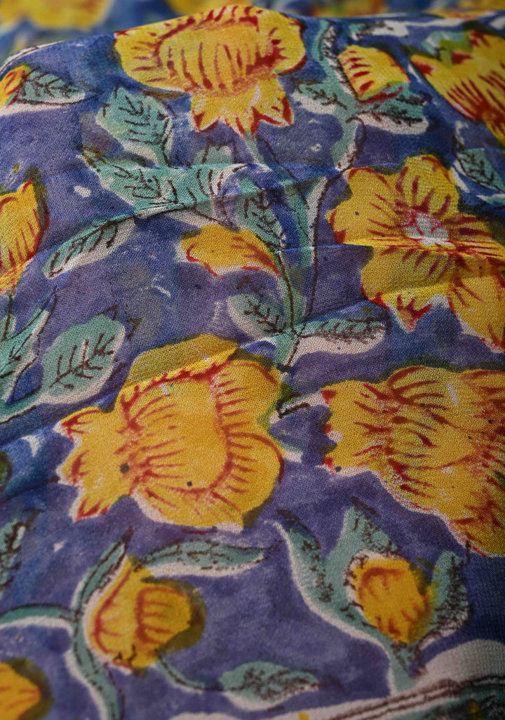 Blue Georgette Saree with Sanganeri Hand Block Print