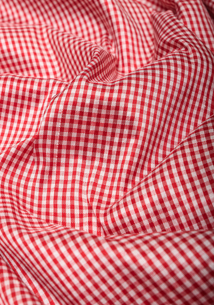 Charming Vintage Checks Gadwal Pure Silk Saree With contrast Red Border | SILK MARK CERTIFIED