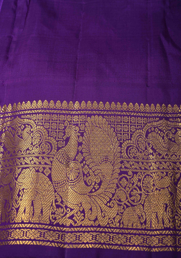 Dusty Mauve Dual tone Gadwal Pure Silk Saree with Zari Checks, Buttas and Contrast Border  | SILK MARK CERTIFIED