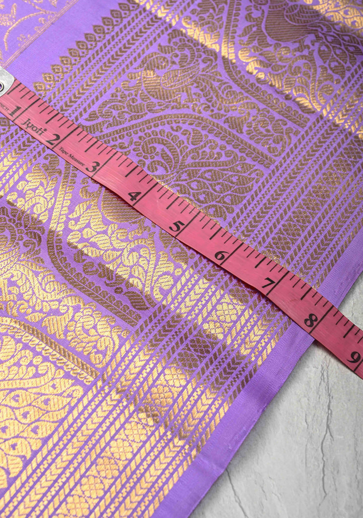 Lavender Gadwal Silk Saree with Floral Brocade and Zari Border | SILK MARK CERTIFIED