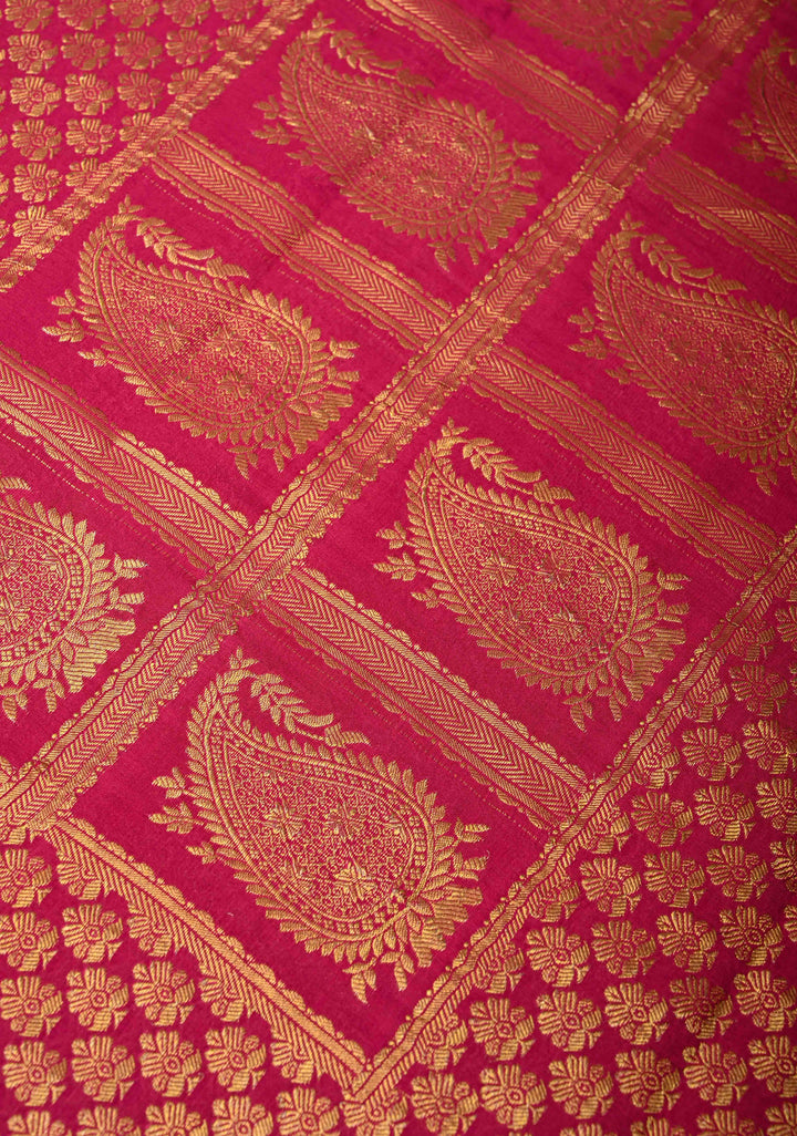 Sea Green Mysore Silk Saree with Checks and Checked Panel Zari Border in KSIC Grade Thickness| SILK MARK CERTIFIED