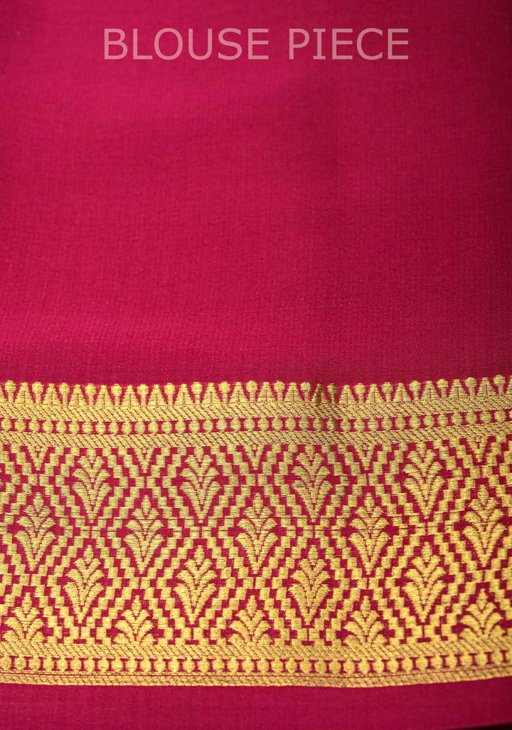 Sea Green Mysore Silk Saree with Checks and Checked Panel Zari Border in KSIC Grade Thickness| SILK MARK CERTIFIED