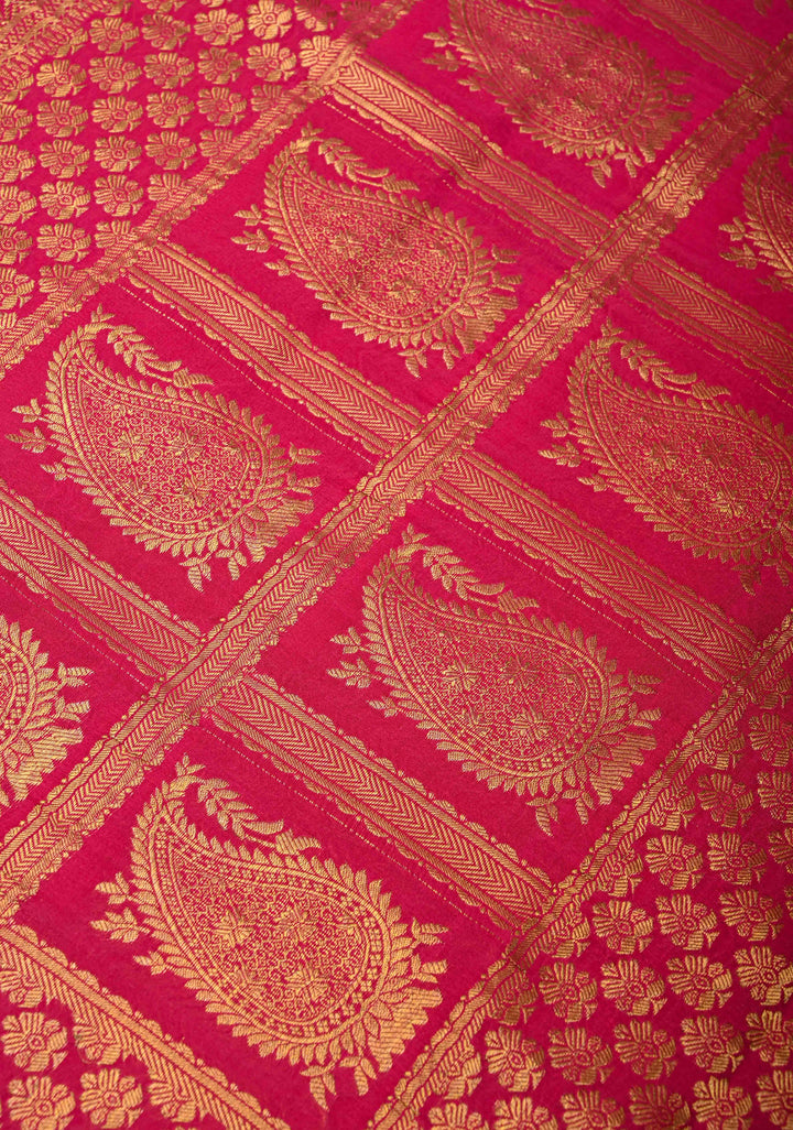 Aubergine Purple Mysore Silk Saree With Checks And Checked Panel Zari Border in KSIC Grade Thickness| SILK MARK CERTIFIED