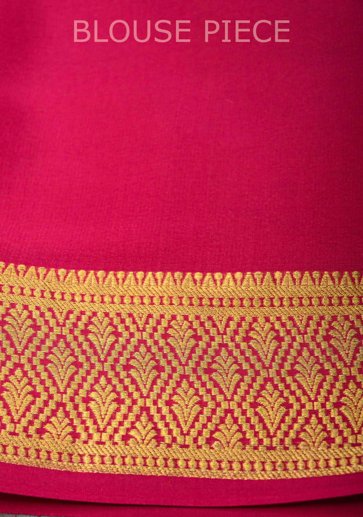 Aubergine Purple Mysore Silk Saree With Checks And Checked Panel Zari Border in KSIC Grade Thickness| SILK MARK CERTIFIED