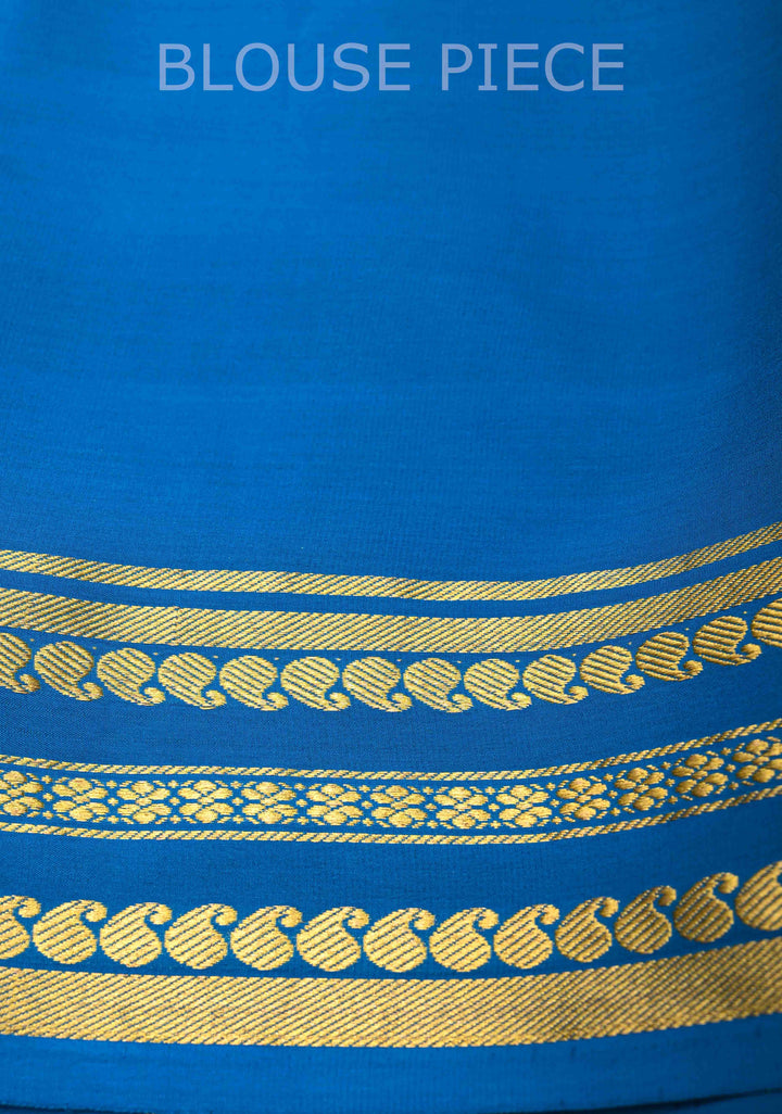 Moss Green Pure Mysore Silk Saree with Contrast Zari border in KSIC Grade Thickness | SILK MARK CERTIFIED